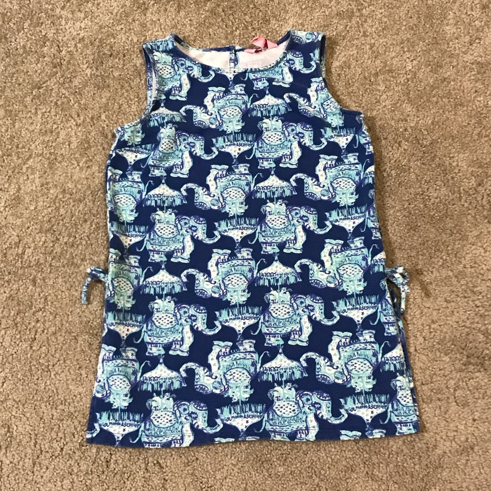 Preowned girls, Lilly Pulitzer, sleeveless dress – Joy Ride elephant print - Lg